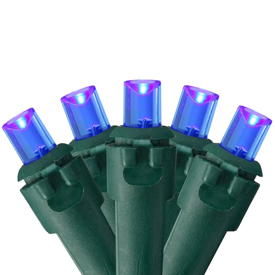 50ct. LED Wide Angle Christmas String Lights with Green Wire By Northlight in Blue | 16.25 ft | Michaels®